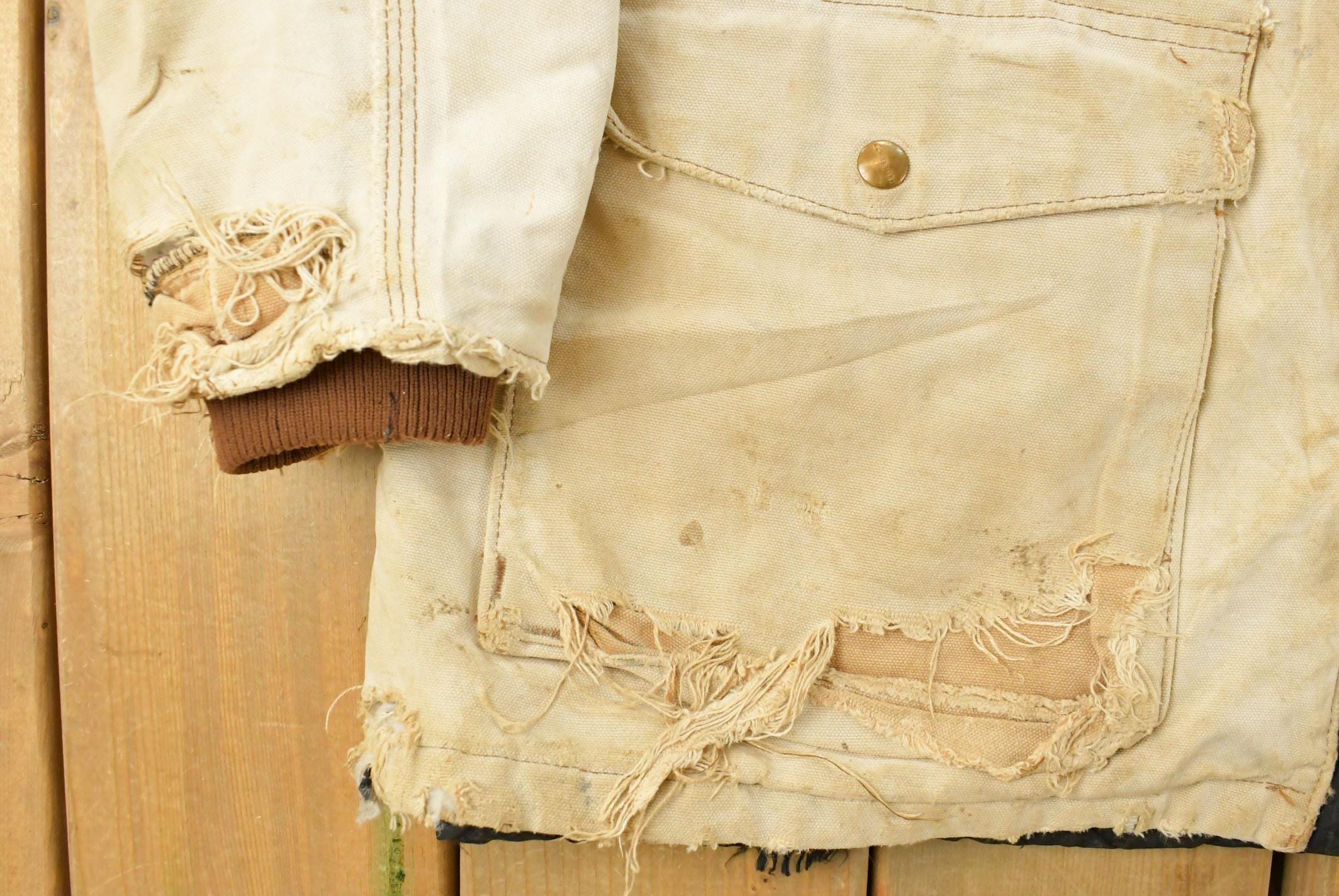 Vintage 1990s Carhartt Sun Faded Canvas Jacket Men's XL