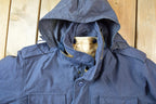 Vintage Navy Hooded Military Button Up Full Zip Lined Extreme Cold Army Jacket
