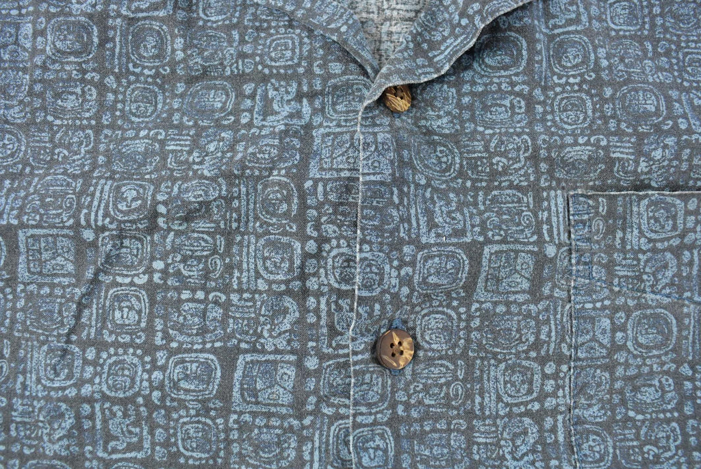 Vintage 1990s L.L. Bean Surf All Over Print Button Up Shirt Men's 2XL / Short Sleeve / 90s Button Up / Tribal Pattern / Beach Shirt