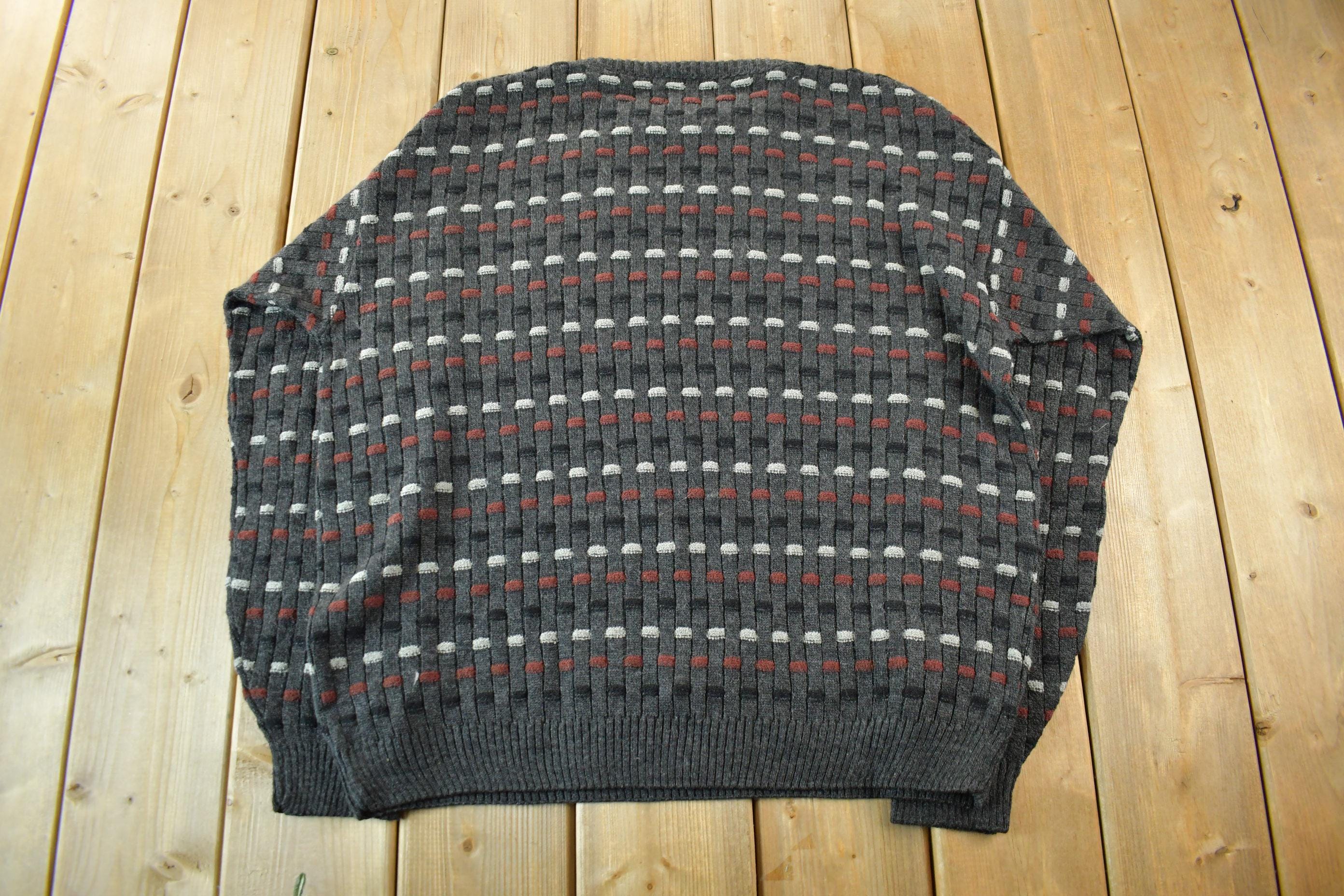 Vintage 1990s Crossings Knit Abstract Pattern Crewneck Sweater