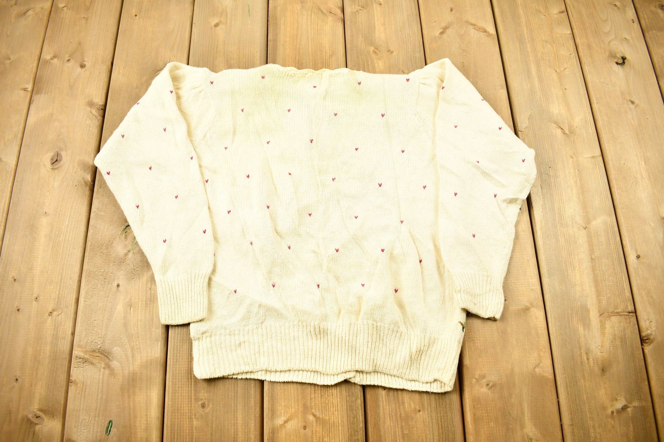 Vintage 1990s Floral Embroidered Cardigan Sweater
