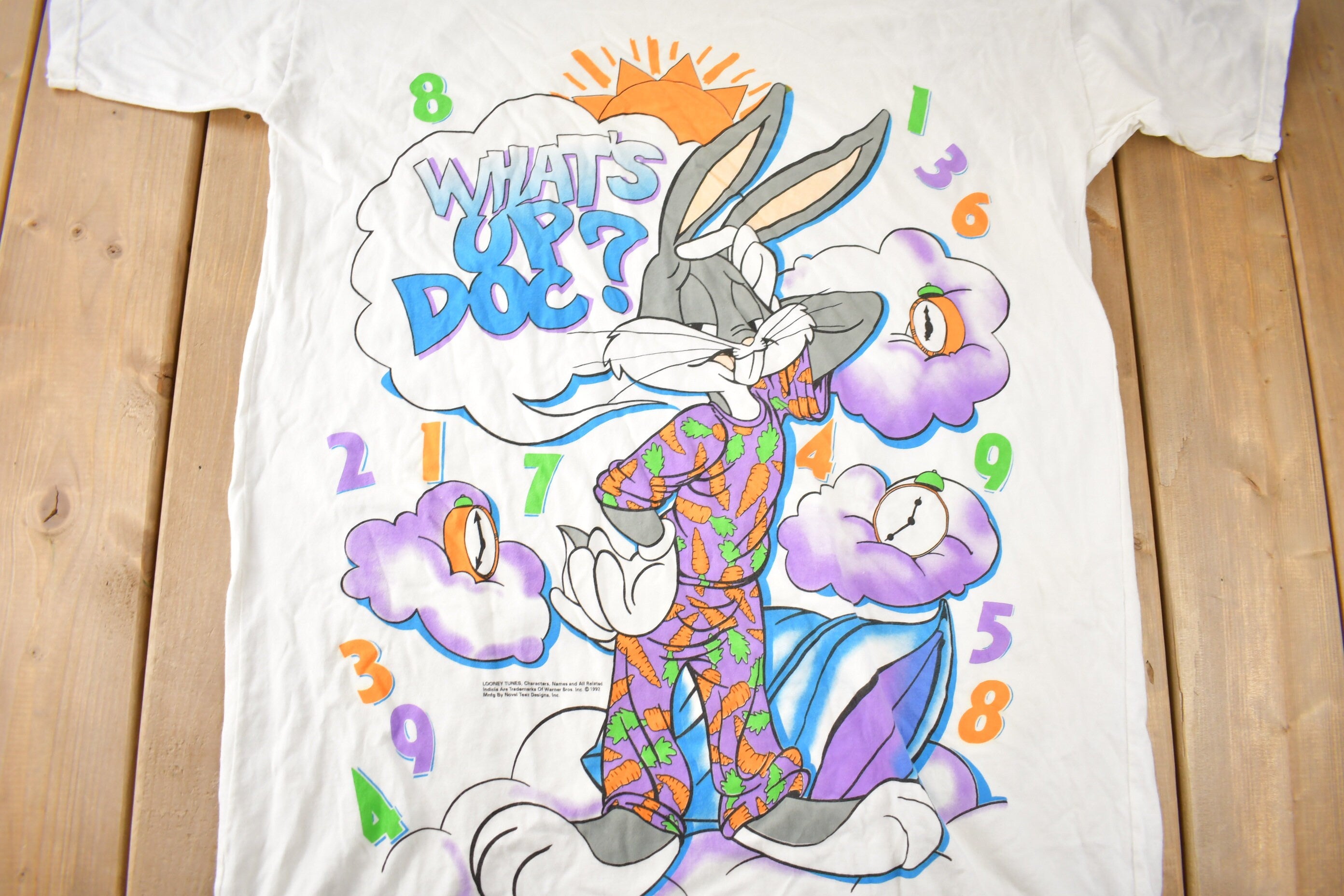 Vintage 1992 Looney Tunes Bugs Bunny Pajama T-Shirt Made In Canada