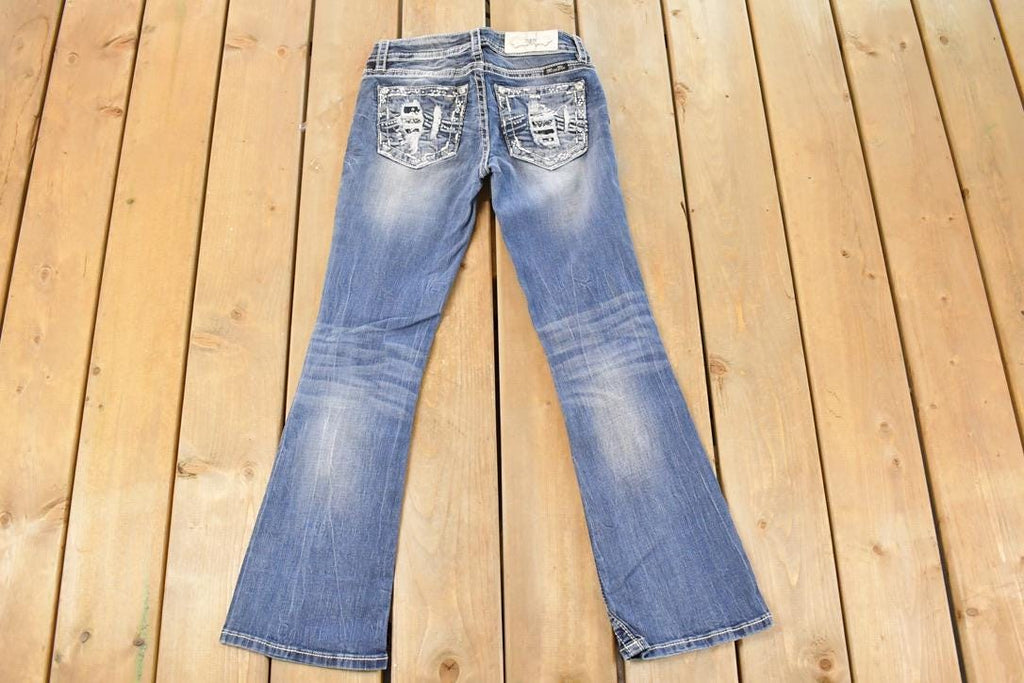 Vintage Deadstock Y2K Miss Me Bedazzled Low Rise Jeans Women's Size 26x27