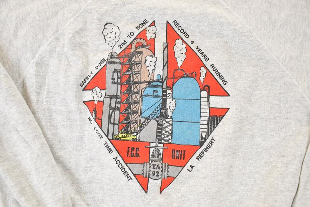 Vintage 1990s LA Refinery Job Loss Hours Crewneck Sweatshirt Men's L
