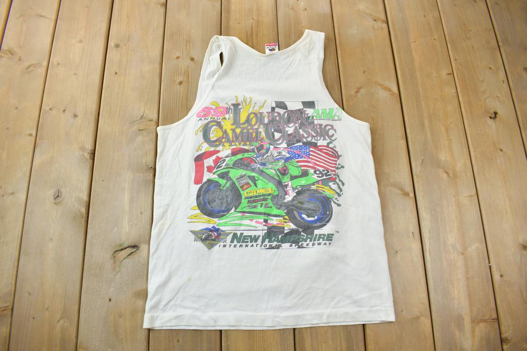 Vintage 1990s Loudon Camel Classic New Hampshire International Speedway Racing Graphic T-Shirt Made In USA