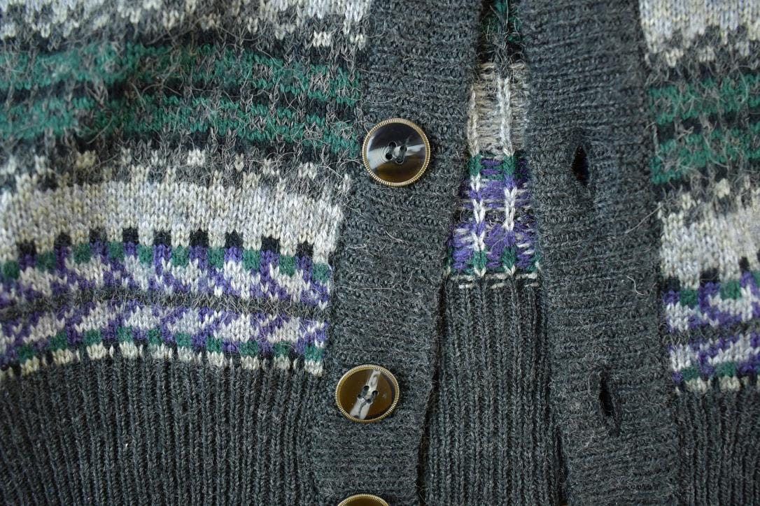 Vintage 1990s Fine Line Knit Perfect Mild Distress Cardigan Sweater Vest Made In USA