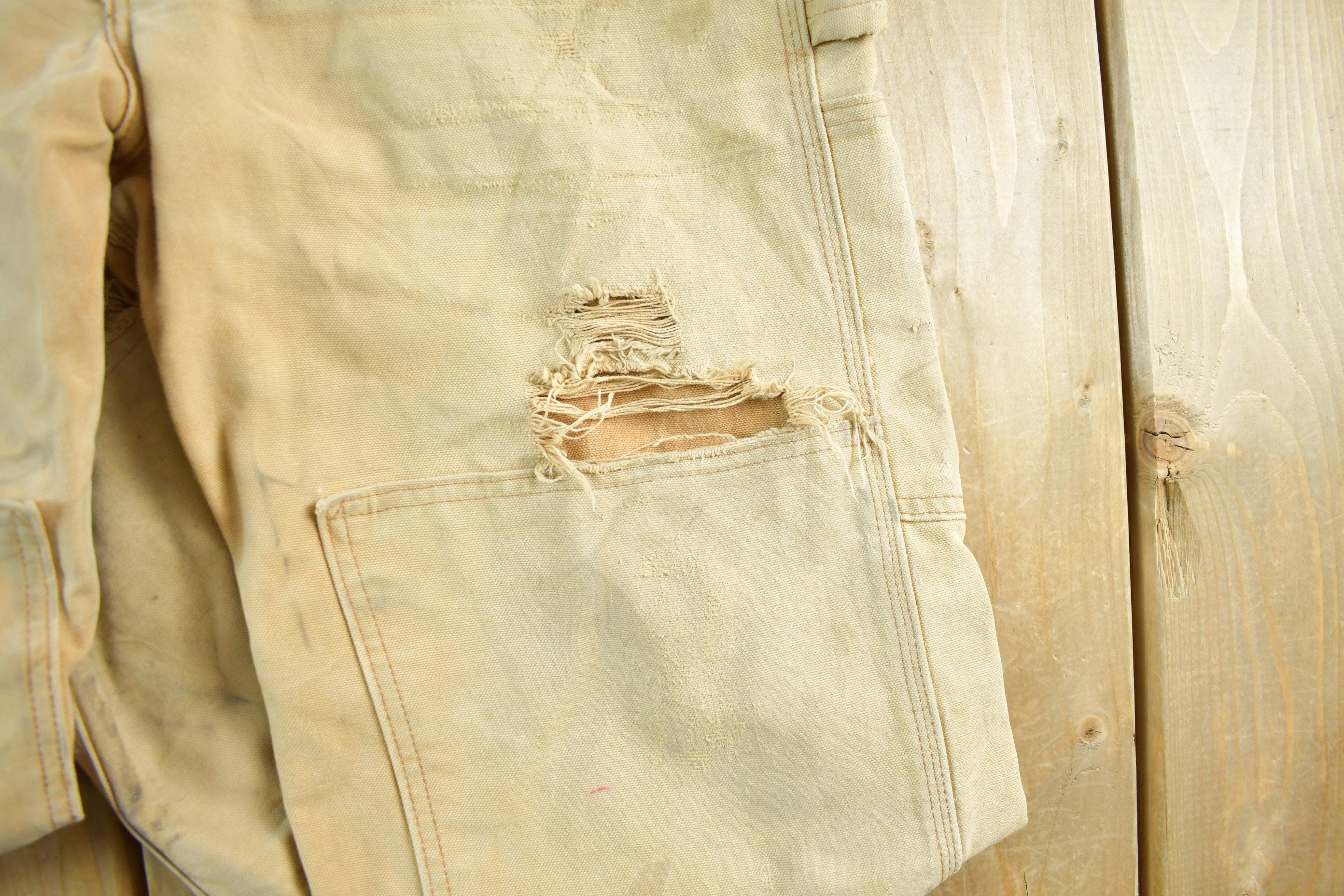 Vintage 1990s Carhartt Double Knee Canvas Overalls Size 33 x 29