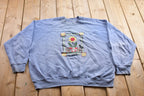 Vintage 1990s Sunshine Theme Floral Graphic Crewneck Sweater