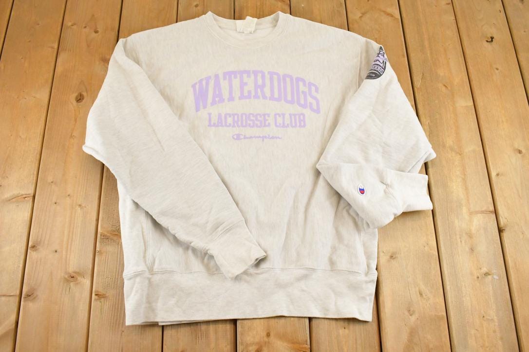 Vintage Y2K Waterdogs Lacrosse Club Champion Reverse Weave Sweatshirt Men's L / 2000s Heavyweight Sweater / 2000s Cross Grain
