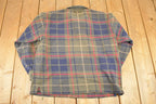 Vintage 1990s Nautica Plaid Souvenir Quarter Button Sweatshirt Mens L / 90s Crewneck / Travel Vacation Sweater / Streetwear