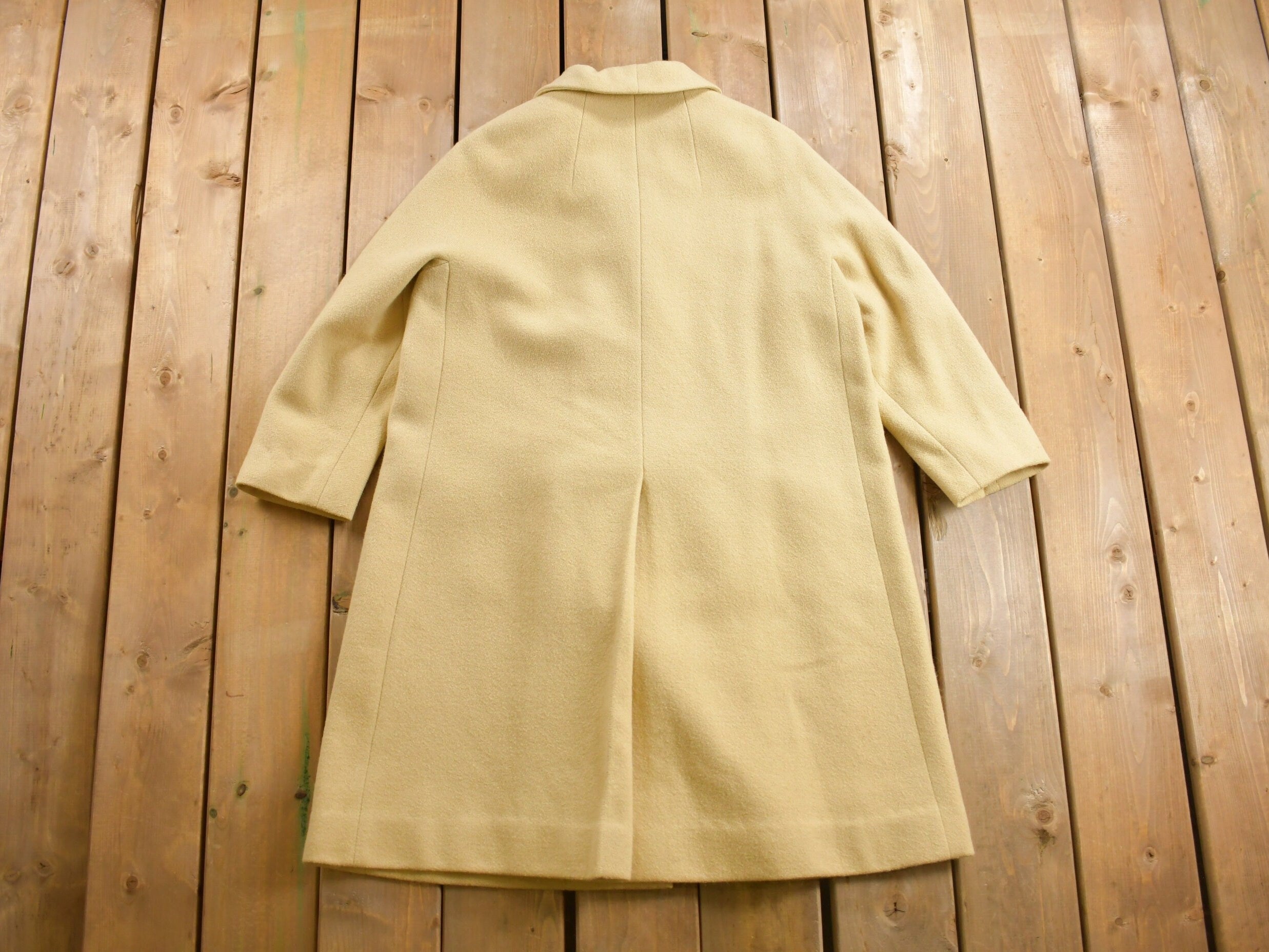 Vintage 1960s Bonds Full Length Off White Wool Coat