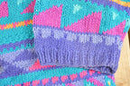 Vintage 1990s LL Bean Chunky Knit Crewneck Sweater Women's XL / 90's Abstract Pattern 3D Knitted Sweatshirt