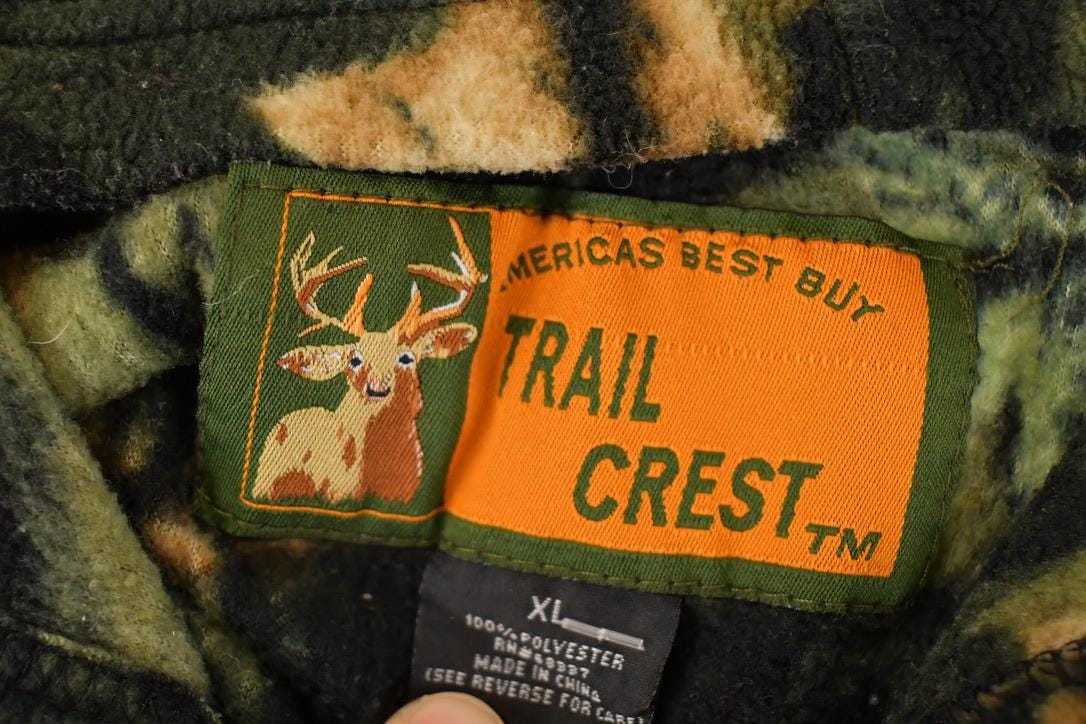 Vintage 1990s Trail Crest Realtree Camo Fleece Outdoorsman Sweater Mens XL