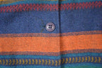Vintage 1990s Striped Wool Hooded Aztec Style Button Up Jacket Made In