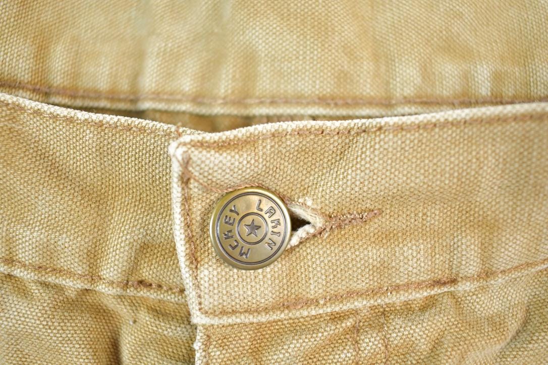 Vintage 1980s Mickey Lakin Double Knee Tan Denim Work Jeans Size 38 x 27  90s Carpenter Pants  Made In USA  Distressed Carhartt