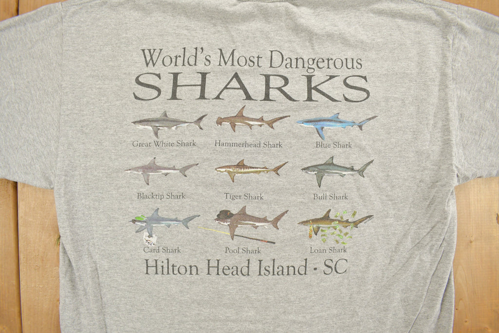 Vintage 1990s Hilton Head Sharks Souvenir T Shirt