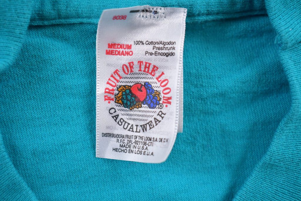 Vintage 1990s Fruit of the Loom Blank Turquoise T Shirt