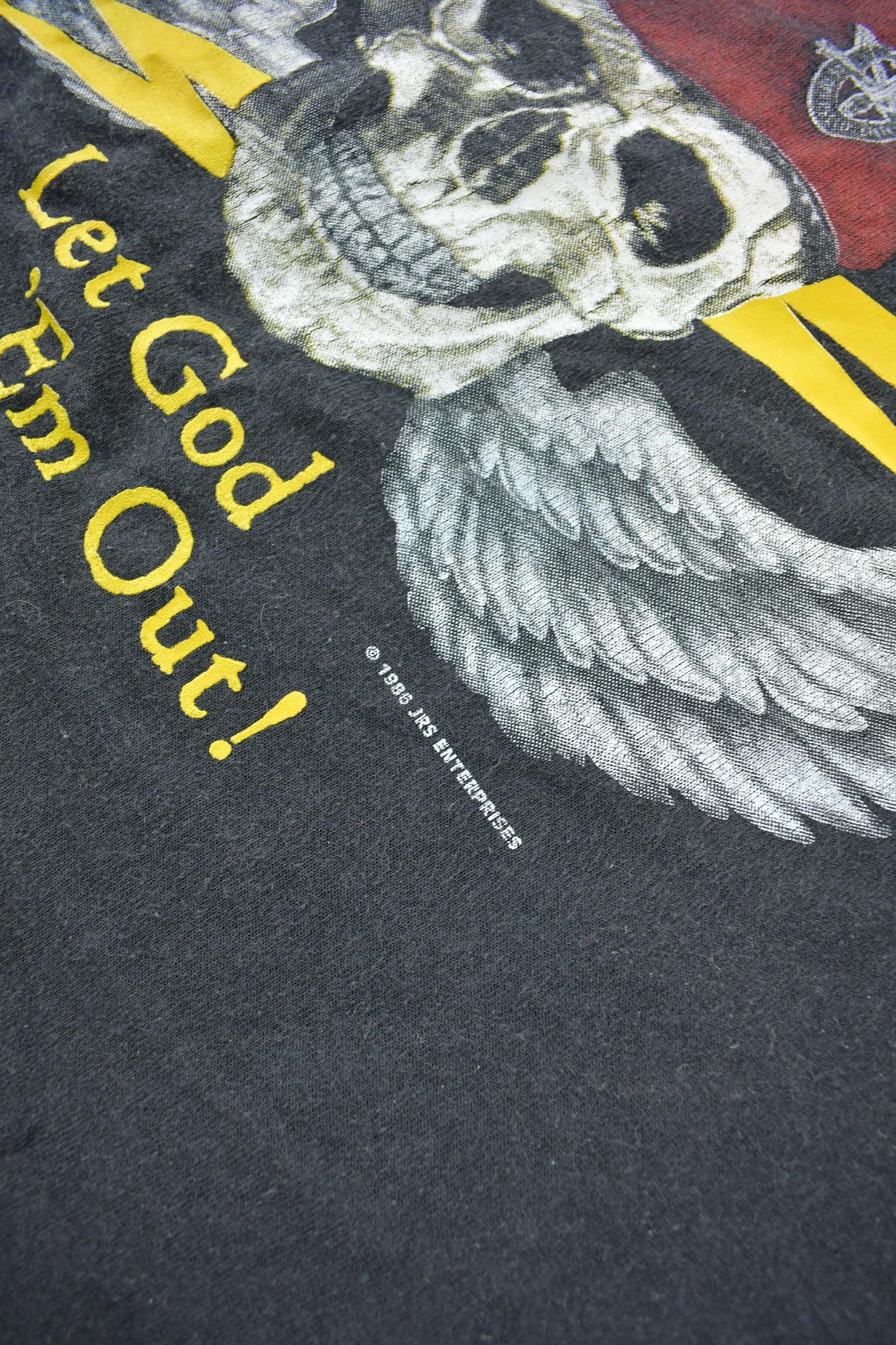 Vintage 1986 Military Skull Graphic Single Stitch T-Shirt Made In USA