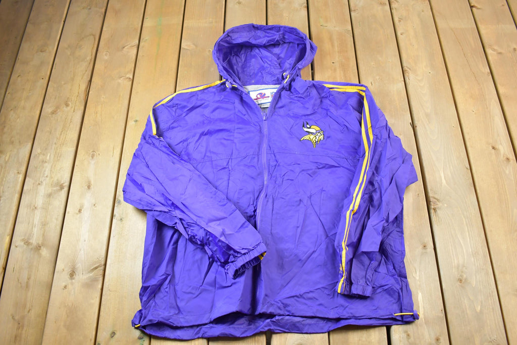 Vintage 1990s Purple Minnesota Vikings NFL Windbreaker Full Zip Unique Sports Generations Jacket