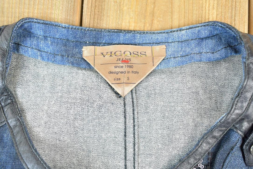 Women Vintage Vigoss Y2K Denim Vest / Vigoss Grunge Skull Print / Contrast Stitch / Internet Famous Clothing / Over Dyed