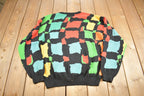 Vintage 1990s Perry Ellis Abstract Colour Block Knit Sweater