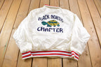 Vintage 1980s Aristo Jac Black North Chapter Satin Bomber Jacket
