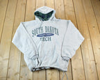 Vintage 1990s South Dakota Tech Hardrockers Souvenir Plaid Lined Hooded Sweatshirt Made In USA