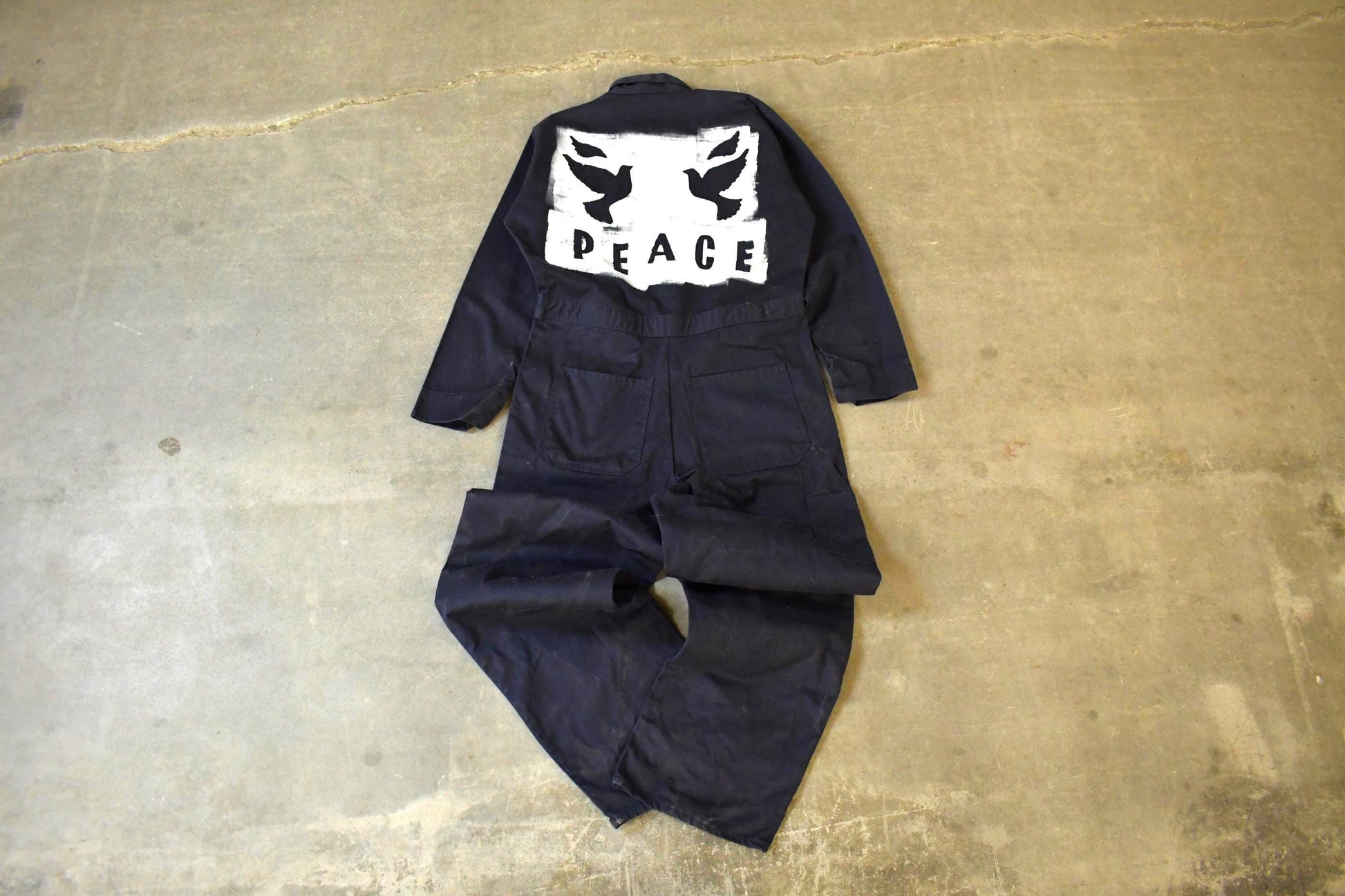 Vintage Custom Handmade Dove Peace Coveralls Jumpsuit Size 40T