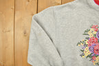 Vintage 1990s Basic Editions Double Collar Floral Graphic Crewneck Sweatshirt /