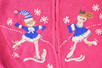 Vintage 1990s Tiara Girls Knit Cardigan Embroidered Skating Sweater Youth L  90s Knitted Sweatshirt  Vintage Preppy Knits
