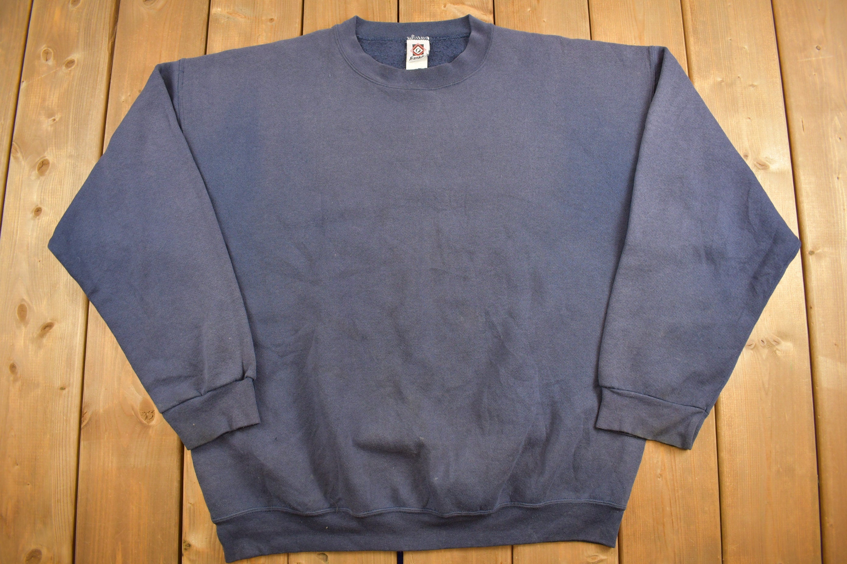 Vintage 1990s Navy Franklin Sports Blank Crewneck Sweatshirt