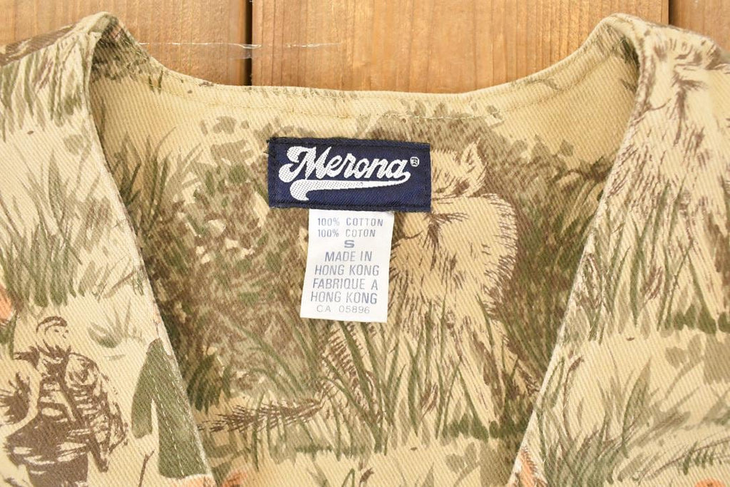 Vintage 1980s Merona AOP Hunting Camo Cardigan Vest Mens S