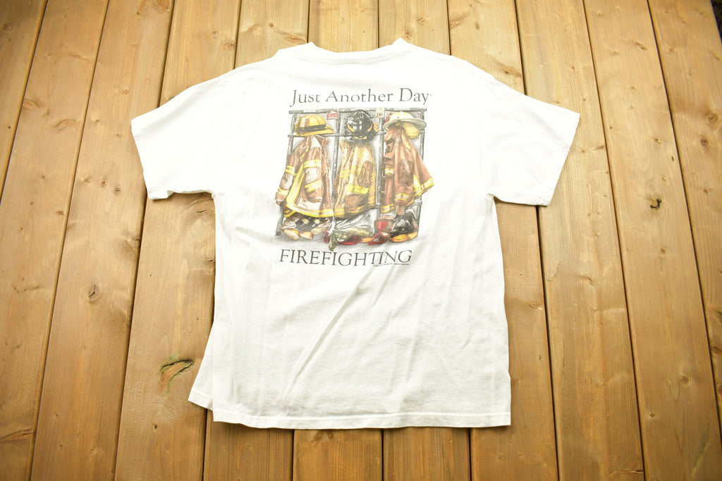 Vintage 1990s Firefighting Theme Graphic T Shirt