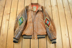 Vintage 1990s Avirex USA Native Tribal Leather Varsity Jacket Men's Medium /