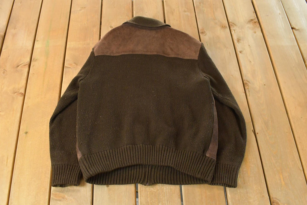 Vintage 1980s Kowa Knit Leather Suede Jacket Men's Medium