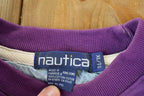 Vintage 1990s Nautica Striped Colour Block Crewneck Sweatshirt