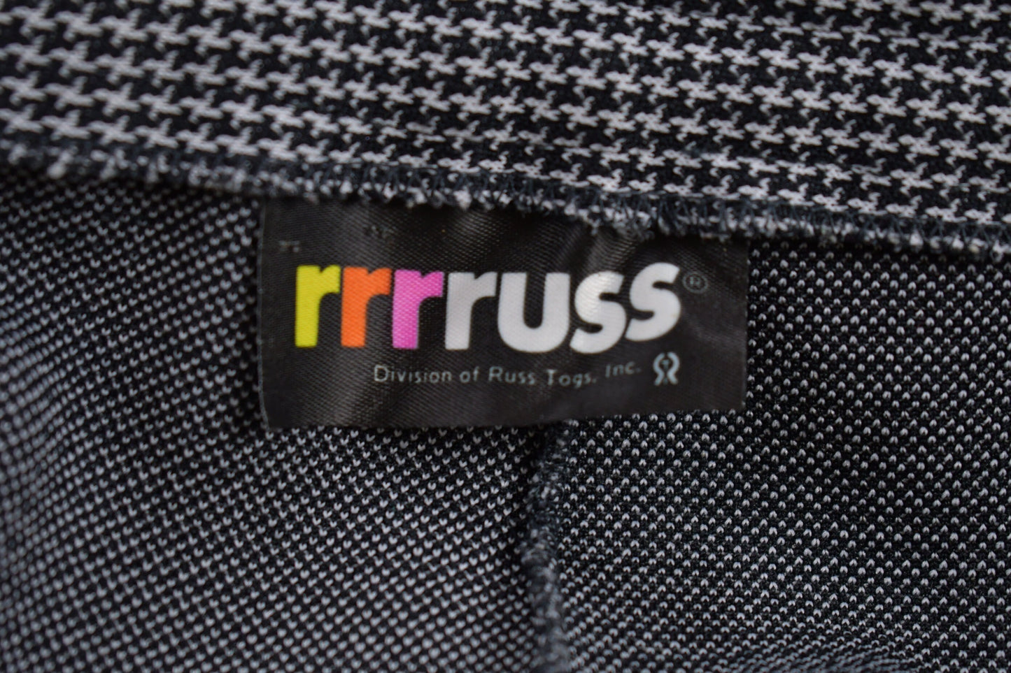 Vintage 1970s Rrrrus Made in USA Houndstooth Trousers Size 29 x 28 / True Vintage / Flare Pants / Retro Style / Russ / Union Made in USA