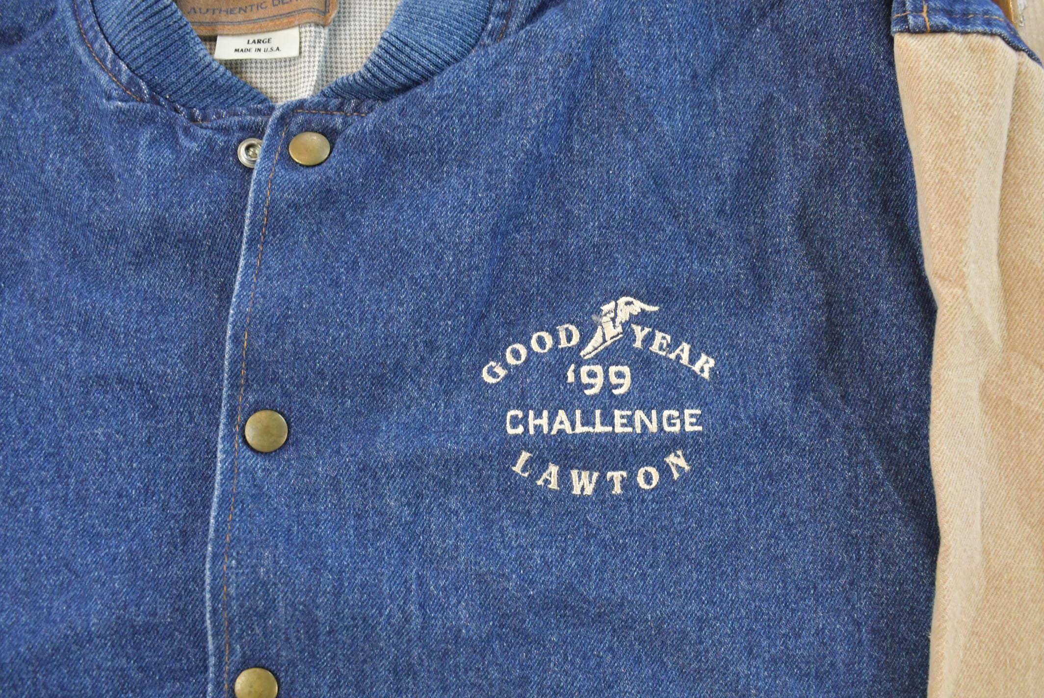 Vintage 1990s Goodyear Denim Varsity Jacket Men's L /