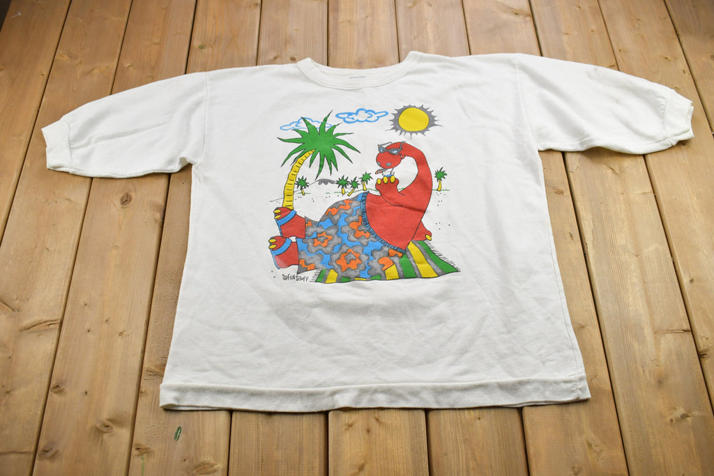 Vintage 1990s Fun Stuff NY Dinosaur Theme Crewneck Short Sleeve Sweatshirt