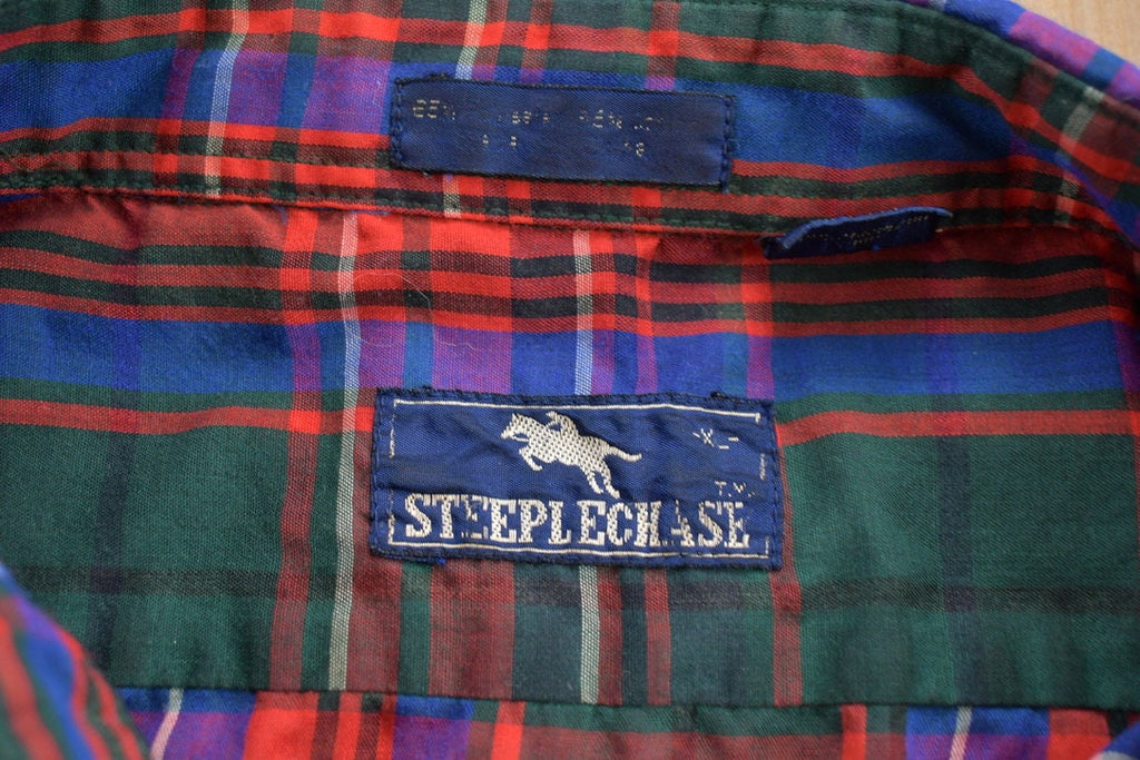 Vintage 1990s Steeplechase Plaid Button Up Shirt