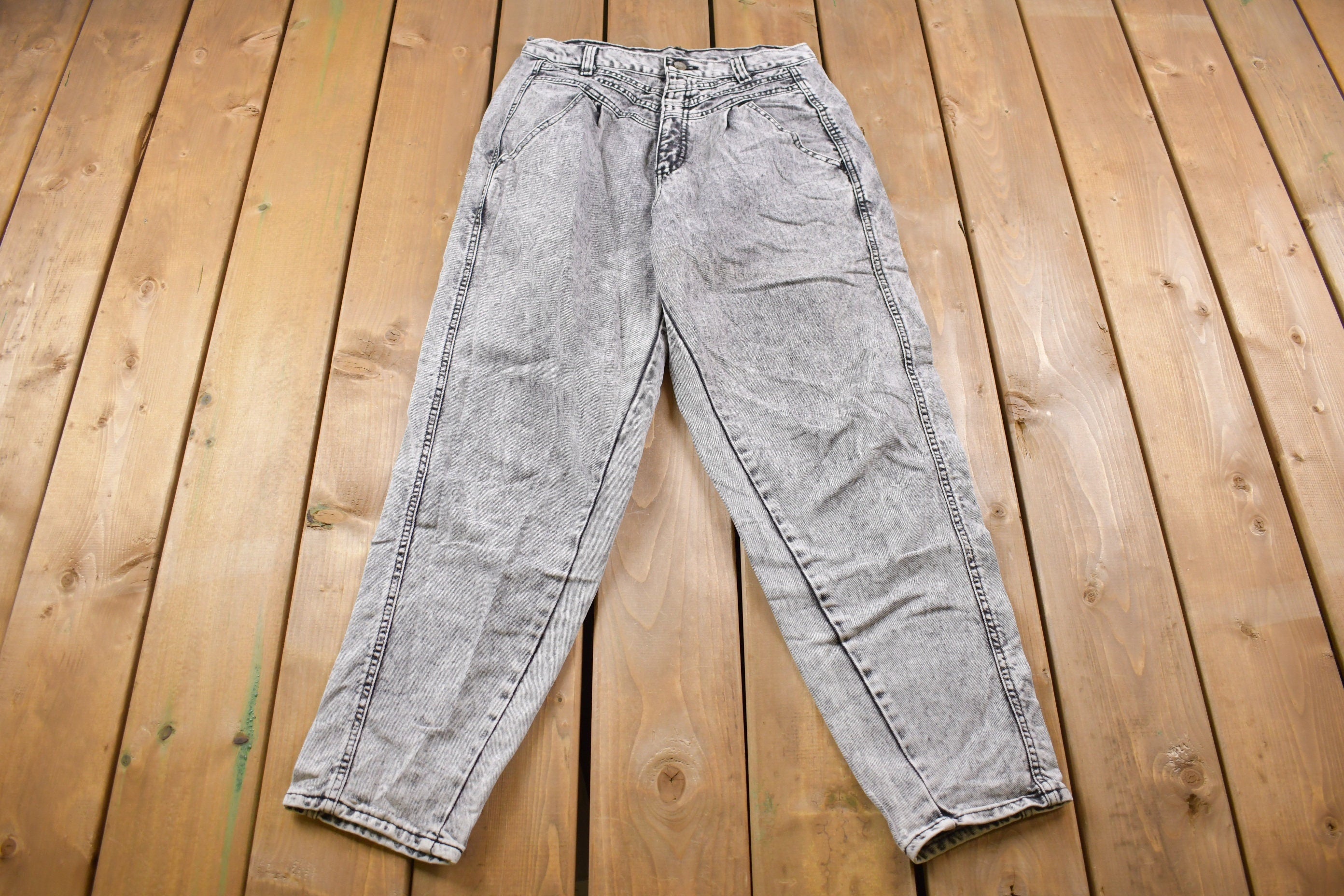Vintage 1990's Zena Black and White Acid Wash 28 x 29
