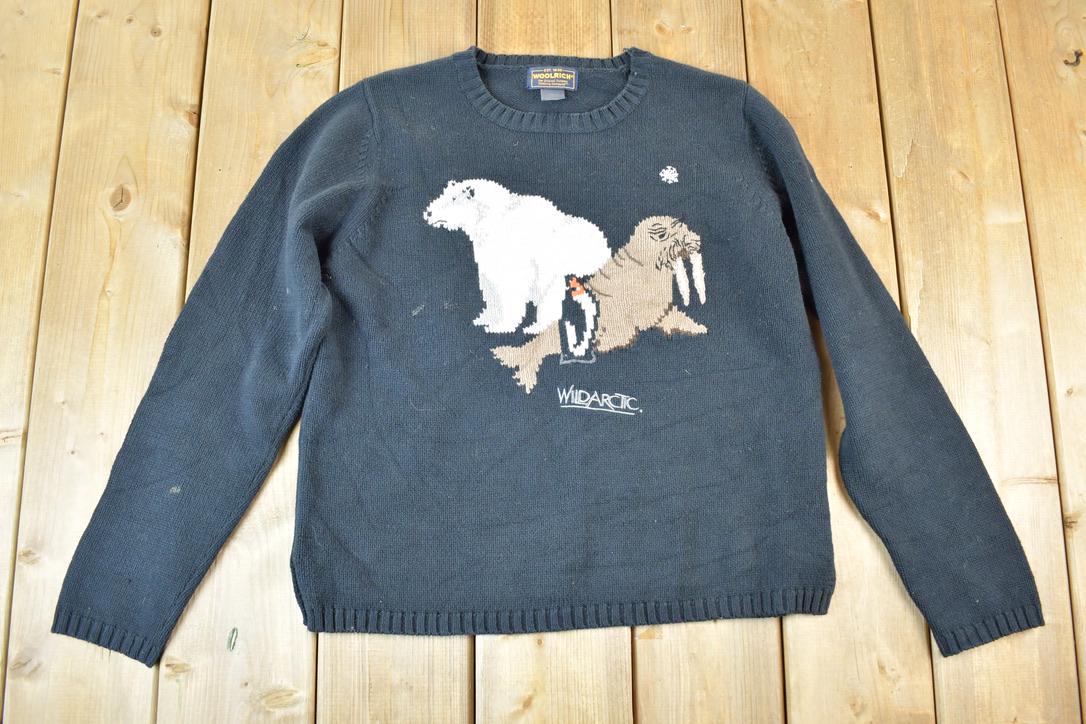 Vintage 1990s Woolrich Wild Arctic Knit Abstract Pattern Crewneck Sweater Mens M