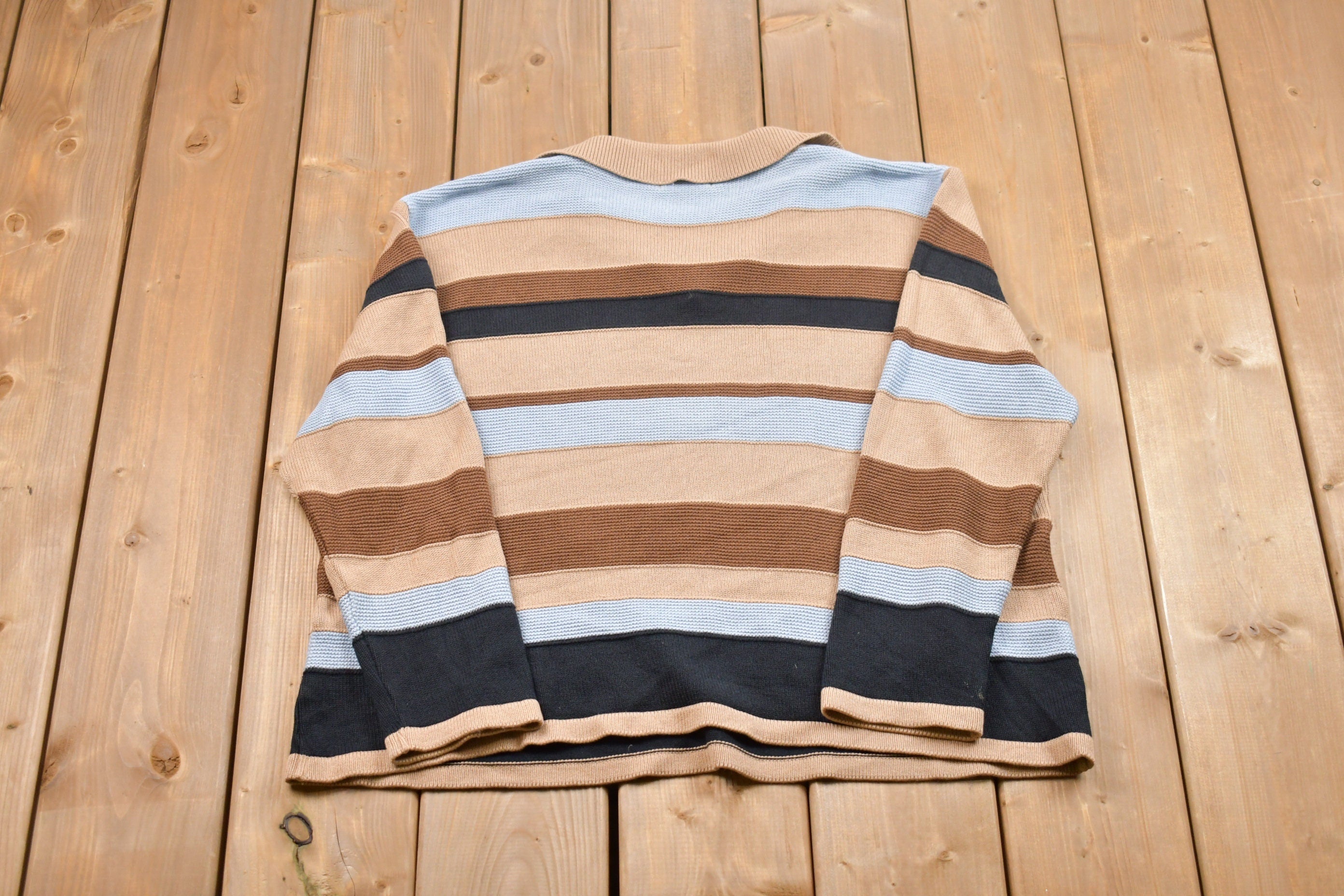 Vintage Knitted Bonita Striped Collared Sweater