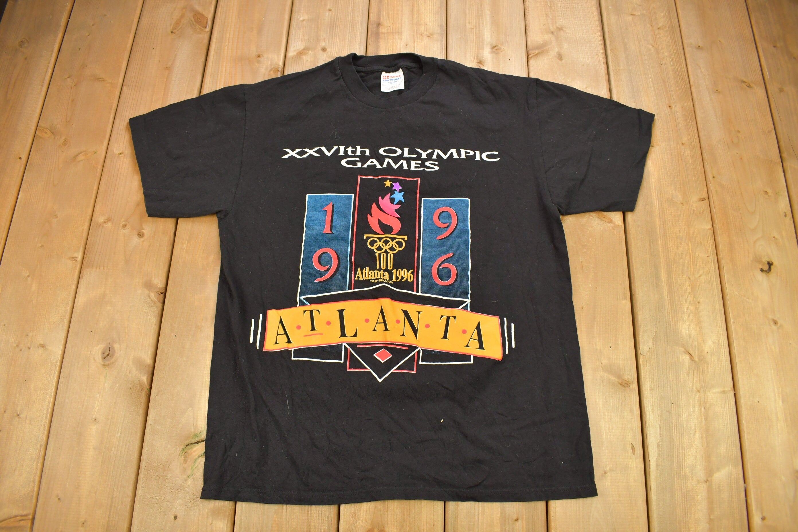 Vintage 1996 Atlanta Olympic Games Graphic T Shirt Made In USA Size Large