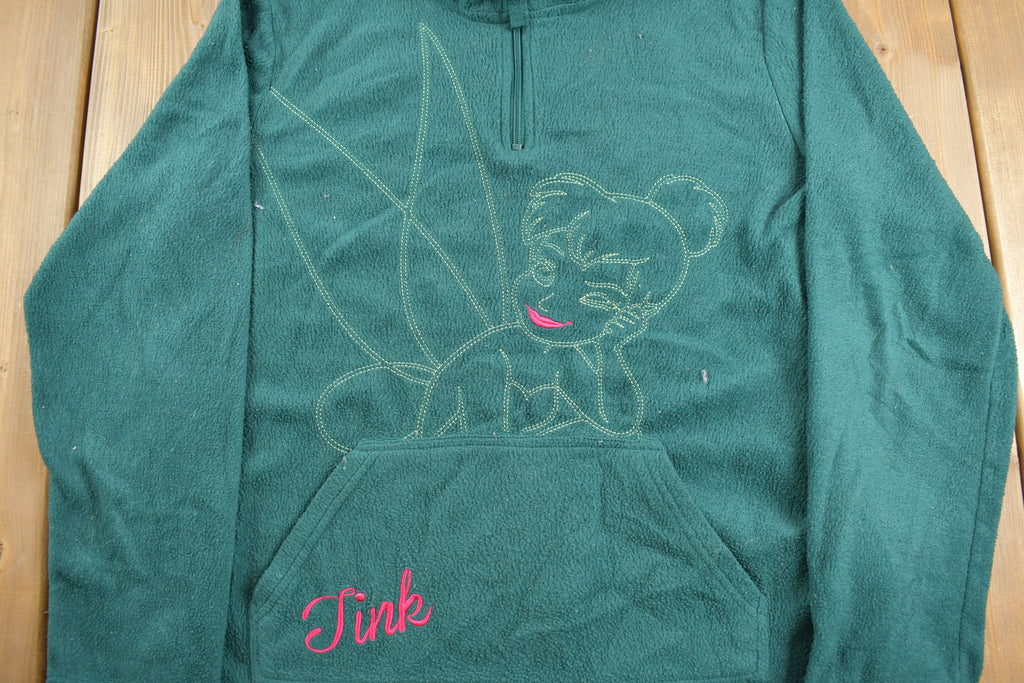 Vintage 1990s Disney Tinkerbell Embroidered Fleece Sweater  Zip Up  Vintage Fleece  Cartoon  Pullover Sweatshirt  Streetwear
