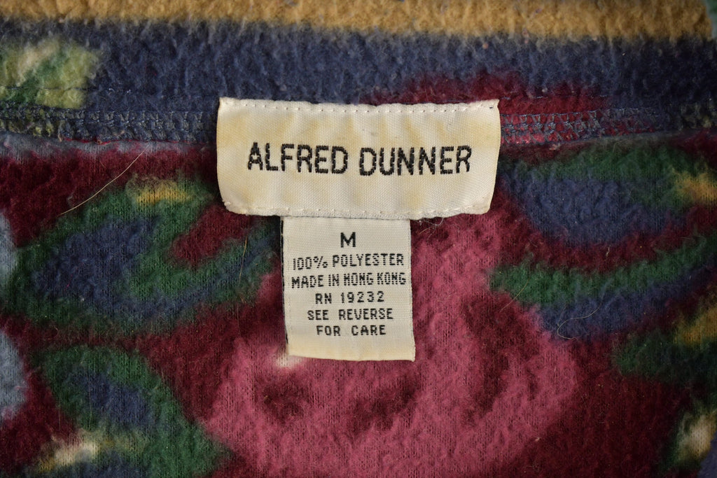 Vintage 1990s Alfred Dunner Abstract Floral Pattern Graphic Fleece Zip Up Sweater