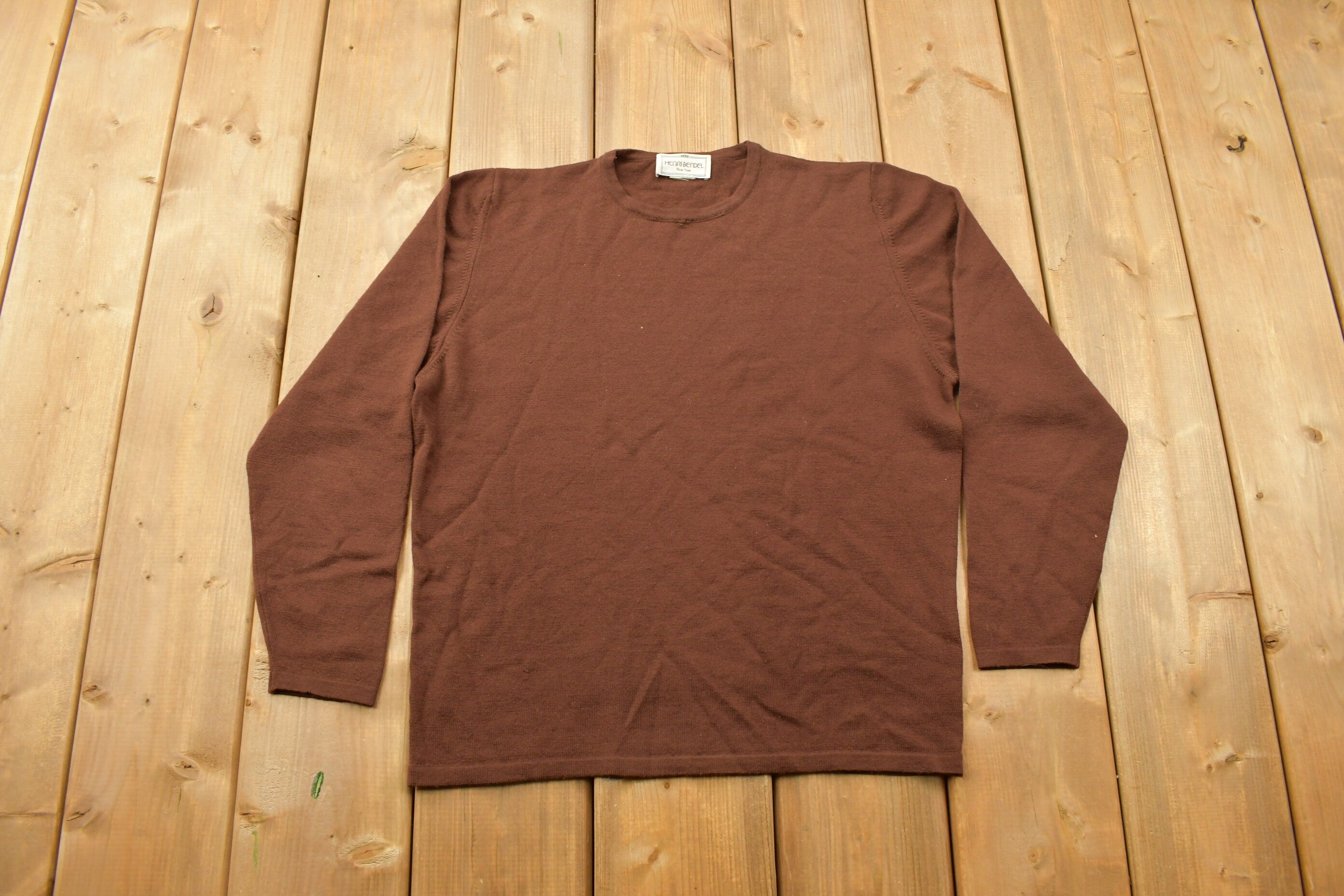 Vintage 1990s Henri Bendel Blank Brown Crewneck Sweatshirt