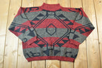Vintage 1990s Knit Abstract Pattern Crewneck Sweater Mens L