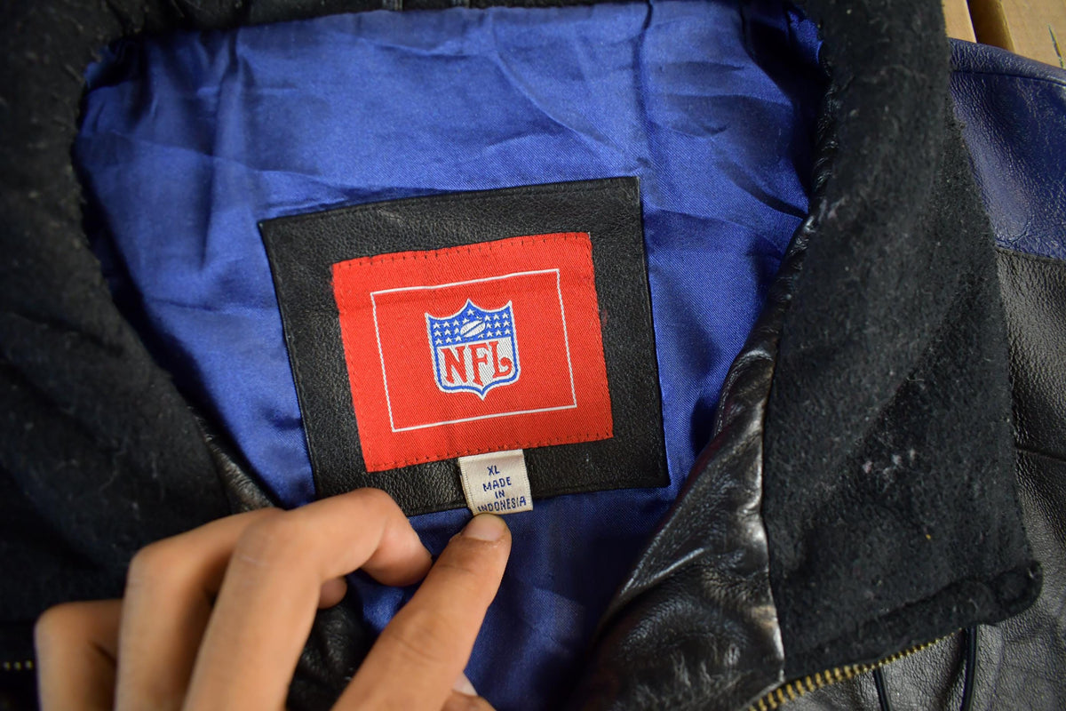 Vintage 2000s New York Giants NFL Leather Varsity Jacket Men's Large