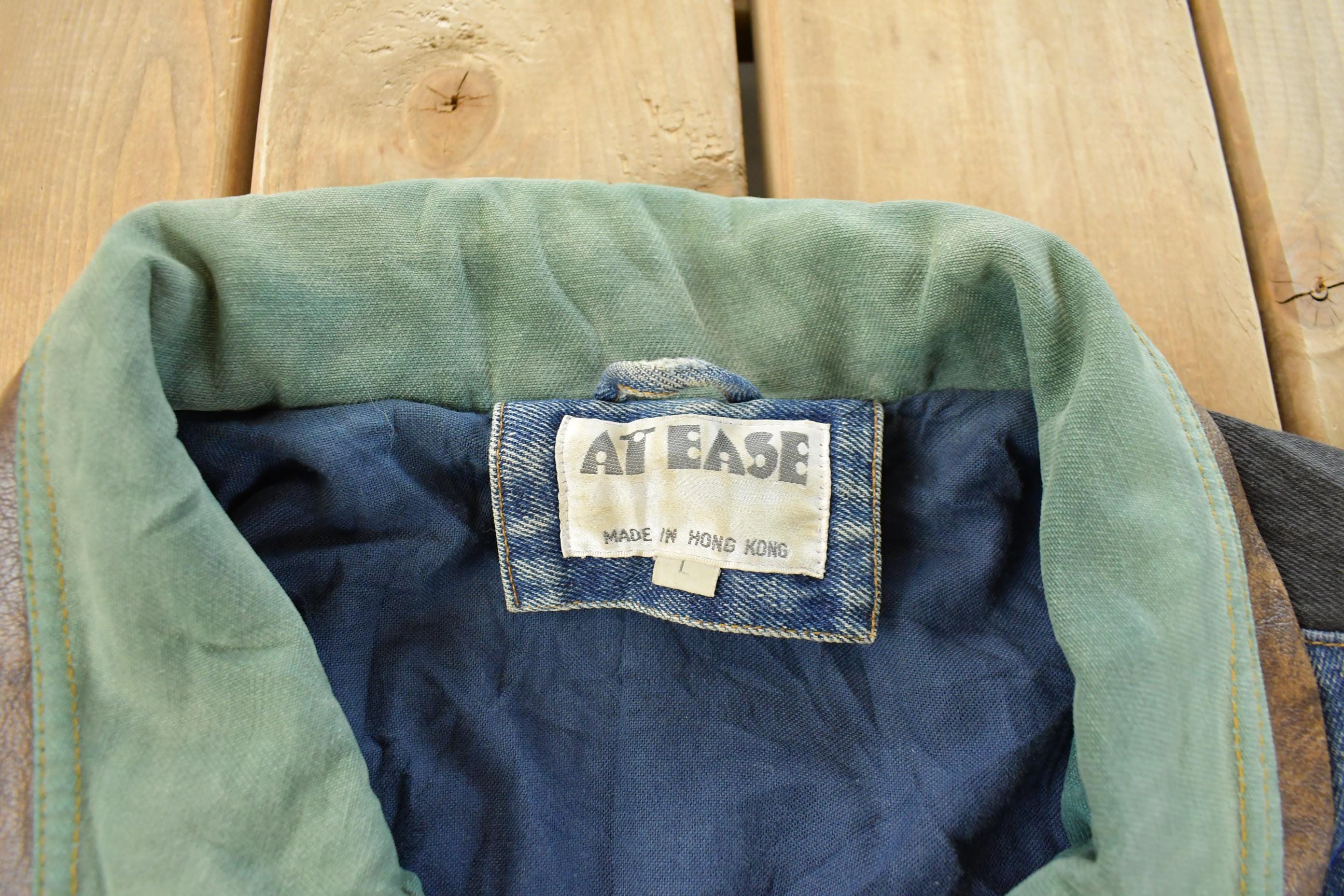 Vintage 1990s At Ease Aztec Western Denim Jean Jacket Women's L / Vintage Denim / Streetwear / Southwestern Cowboy Rancher